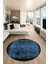Baskılı Kaymaz Taban Yıkanabilir Sade Modern Mutfak Yuvarlak Salon Halısı Y-Modern-04-Mavi 2