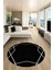 Baskılı Dekoratif Kaymaz Taban Yıkanabilir Modern Mutfak Yuvarlak Salon Halısı Y-Modern-05-Siyah 2