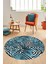 Yaprak Desen Baskılı Kaymaz Taban Yıkanabilir Modern Yuvarlak Salon Halısı Y-MODERN-100-MAVİ 5