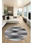 Renkli Desen Baskılı Kaymaz Taban Yıkanabilir Modern Yuvarlak Salon Halısı Y-MODERN-104-GRİ 4