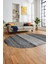 Kilim Desen Özel Tasarım Dijital Kaymaz Yıkanabilir Oval Yolluk Salon Halısı O-Modern-83-Gri 1