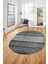 Kilim Desen Özel Tasarım Dijital Kaymaz Yıkanabilir Oval Yolluk Salon Halısı O-Modern-83-Gri 4