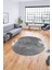 3D Baskılı Kaymaz Yıkanabilir Sade Desen Yuvarlak Mutfak Salon Halısı Y-Modern-44-Gri 3