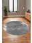 3D Baskılı Kaymaz Yıkanabilir Sade Desen Yuvarlak Mutfak Salon Halısı Y-Modern-44-Gri 5