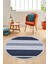 Modern Kilim Desenli Dijital Kaymaz Yıkanabilir Yuvarlak Mutfak Salon Halısı Y-Modern-18-Lacivert 2