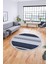 Modern Kilim Desenli Dijital Kaymaz Yıkanabilir Yuvarlak Mutfak Salon Halısı Y-Modern-18-Lacivert 4