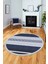 Modern Kilim Desenli Dijital Kaymaz Yıkanabilir Yuvarlak Mutfak Salon Halısı Y-Modern-18-Lacivert 5