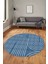 Sade Desen Baskılı Kaymaz Taban Yıkanabilir Modern Yuvarlak Salon Halısı Y-MODERN-110-MAVİ 1