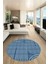 Sade Desen Baskılı Kaymaz Taban Yıkanabilir Modern Yuvarlak Salon Halısı Y-MODERN-110-MAVİ 3