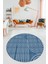Sade Desen Baskılı Kaymaz Taban Yıkanabilir Modern Yuvarlak Salon Halısı Y-MODERN-110-MAVİ 5