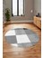 3D Baskılı Kaymaz Yıkanabilir Yuvarlak Mutfak Halısı Salon Halısı Y-Modern-53-Gri 4