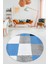 3D Baskılı Kaymaz Yıkanabilir Yuvarlak Mutfak Halısı Salon Halısı Y-Modern-53-Mavi 1