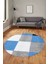 3D Baskılı Kaymaz Yıkanabilir Yuvarlak Mutfak Halısı Salon Halısı Y-Modern-53-Mavi 5