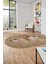 Yaprak Desenli Baskılı Kaymaz Taban Yıkanabilir Oval Yolluk Salon Halısı O-MODERN-115-KAHVE 1