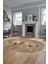 Yaprak Desenli Baskılı Kaymaz Taban Yıkanabilir Oval Yolluk Salon Halısı O-MODERN-115-KAHVE 5