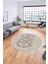 Baskılı Kaymaz Yıkanabilir Şık Modern Yuvarlak Mutfak Halısı Salon Halısı Y-Modern-59-Bej 2