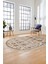 Modern Etnik Desen Dijital Kaymaz Yıkanabilir Oval Yolluk Mutfak Salon Halısı O-Modern-29-Kahve 1