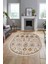 Modern Etnik Desen Dijital Kaymaz Yıkanabilir Oval Yolluk Mutfak Salon Halısı O-Modern-29-Kahve 2