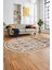 Modern Etnik Desen Dijital Kaymaz Yıkanabilir Oval Yolluk Mutfak Salon Halısı O-Modern-29-Kahve 5