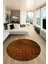 3D Modern Desen Dijital Kaymaz Yıkanabilir Yuvarlak Mutfak Salon Halısı Y-Modern-27-Yuruncu 1
