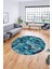 Baskılı Kaymaz Taban Yıkanabilir Renkli Modern Mutfak Yuvarlak Salon Halısı Y-Modern-02-Mavi 5