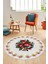 Modern Çiçek Desenli Dijital Kaymaz Yıkanabilir Yuvarlak Mutfak Salon Halısı Y-Modern-20-Beyaz 2