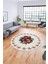 Modern Çiçek Desenli Dijital Kaymaz Yıkanabilir Yuvarlak Mutfak Salon Halısı Y-Modern-20-Beyaz 4