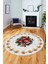 Modern Çiçek Desenli Dijital Kaymaz Yıkanabilir Yuvarlak Mutfak Salon Halısı Y-Modern-20-Beyaz 5