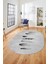 Yaprak Desenli Baskılı Kaymaz Taban Yıkanabilir Oval Yolluk Salon Halısı O-MODERN-115-GRİ 2