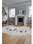 Yaprak Desenli Baskılı Kaymaz Taban Yıkanabilir Oval Yolluk Salon Halısı O-MODERN-115-GRİ 5