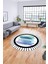 Renkli Modern Desenli Dijital Kaymaz Yıkanabilir Yuvarlak Mutfak Salon Halısı Y-Modern-22-Turkuaz 4