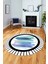 Renkli Modern Desenli Dijital Kaymaz Yıkanabilir Yuvarlak Mutfak Salon Halısı Y-Modern-22-Turkuaz 5