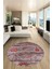Modern Etnik Desen Dijital Kaymaz Yıkanabilir Yuvarlak Mutfak Salon Halısı Y-Modern-30-Bordo 1