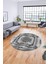 Modern Sade Desen Dijital Kaymaz Yıkanabilir Yuvarlak Mutfak Salon Halısı Y-Modern-37-Gri 3