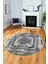 Modern Sade Desen Dijital Kaymaz Yıkanabilir Yuvarlak Mutfak Salon Halısı Y-Modern-37-Gri 4
