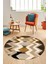 Etnik Modern Desen Dijital Kaymaz Yıkanabilir Yuvarlak Mutfak Salon Halısı Y-Modern-24-Kahve 2