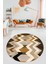 Etnik Modern Desen Dijital Kaymaz Yıkanabilir Yuvarlak Mutfak Salon Halısı Y-Modern-24-Kahve 3