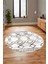 Modern Sade Desen Dijital Kaymaz Yıkanabilir Yuvarlak Mutfak Salon Halısı Y-Modern-91-Kahve 1