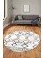Modern Sade Desen Dijital Kaymaz Yıkanabilir Yuvarlak Mutfak Salon Halısı Y-Modern-91-Kahve 2