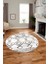 Modern Sade Desen Dijital Kaymaz Yıkanabilir Yuvarlak Mutfak Salon Halısı Y-Modern-91-Kahve 3