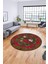 Modern Çiçek Desenli Dijital Kaymaz Yıkanabilir Yuvarlak Mutfak Salon Halısı Y-Modern-21-Kahve 4