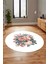 3D Modern Çiçek Desen Dijital Kaymaz Yıkanabilir Yuvarlak Mutfak Salon Halısı Y-Modern-35-Beyaz 5