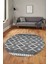 3D Dijital Kaymaz Yıkanabilir Şık Kilim Desen Yuvarlak Mutfak Halısı Salon Halısı Y-Modern-69-Gri 4