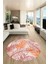 Yapraklı Baskılı Kaymaz Taban Yıkanabilir Modern Yuvarlak Salon Halısı Y-Modern-98-Kırmızı 4