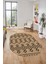 Sade Desen Özel Tasarım Dijital Kaymaz Yıkanabilir Oval Yolluk Salon Halısı O-Modern-87-Krem 2