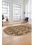 Sade Desen Özel Tasarım Dijital Kaymaz Yıkanabilir Oval Yolluk Salon Halısı O-Modern-87-Krem 5
