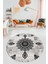 Baskılı Kaymaz Yıkanabilir Yuvarlak Mutfak Halısı Salon Halısı Y-Modern-45-Siyah 2