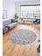 Baskılı Kaymaz Yıkanabilir Şık Kilim Desen Yuvarlak Mutfak Halısı Salon Halısı Y-Modern-67-Gri 1