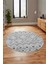Baskılı Kaymaz Yıkanabilir Şık Kilim Desen Yuvarlak Mutfak Halısı Salon Halısı Y-Modern-67-Gri 3