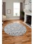 Baskılı Kaymaz Yıkanabilir Şık Kilim Desen Yuvarlak Mutfak Halısı Salon Halısı Y-Modern-67-Gri 5